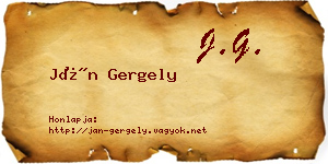 Ján Gergely névjegykártya